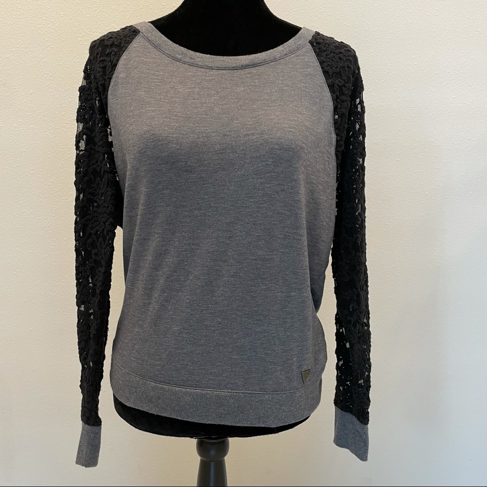 GUESS Jean/Black Lace Long Sleeve Top